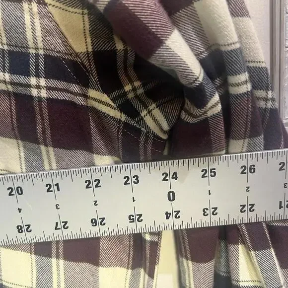 LL Bean Fleece Lined Flannel Shirt Shacket Men’s Size Large Tall Plum Plaid